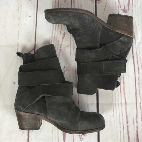 Pep Monjo Gray Suede Blur Wrap Moto Boots - Picture 1 of 7